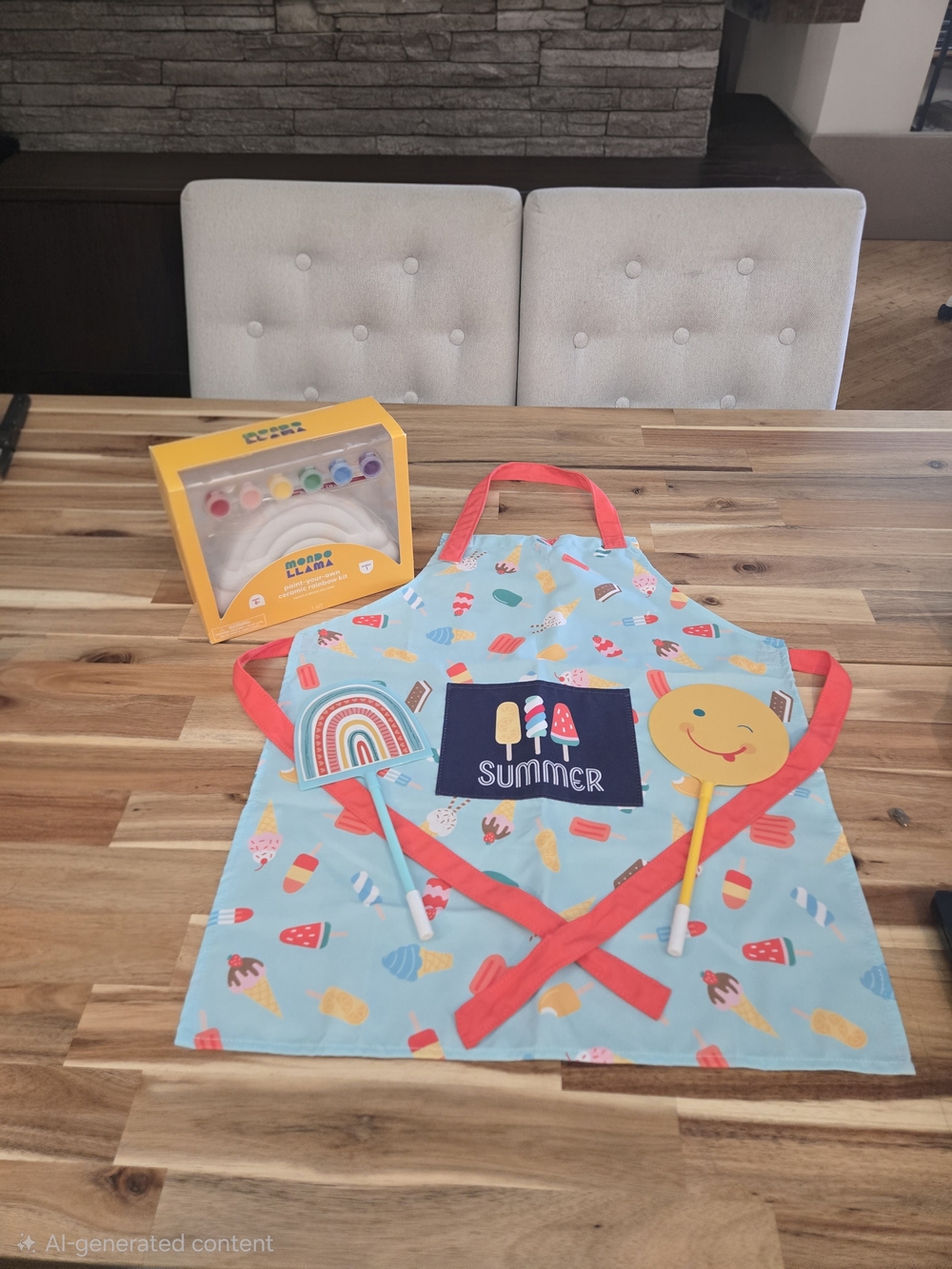 Children's Summer Ice Cream Apron with Rainbow Plaster Painting Kit